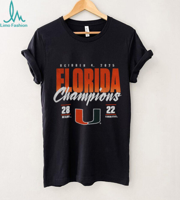 Miami Hurricanes vs. Florida State Seminoles 2025 State Champions Score shirt