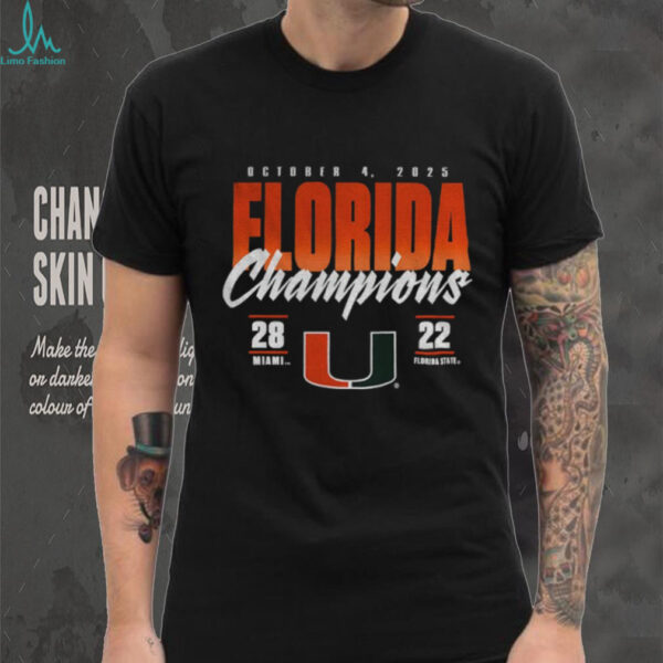 Miami Hurricanes vs. Florida State Seminoles 2025 State Champions Score shirt