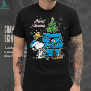Miami Marlins Merry Christmas With Snoopy Baby T Shirt