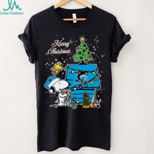 Miami Marlins Merry Christmas With Snoopy Baby T Shirt