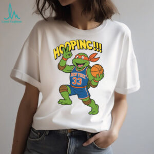 Michelangelo Ninja Turtles Hoopinc Patrick Ewing New York Knicks T Shirt