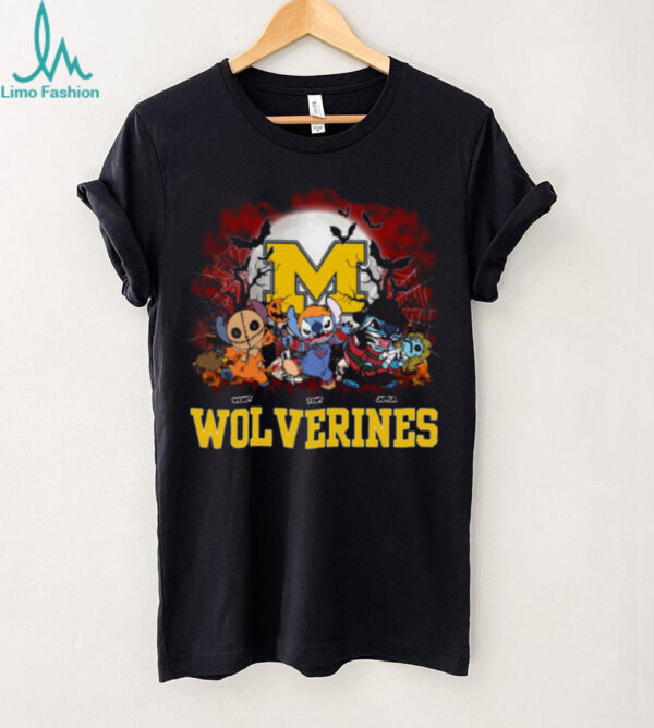 Michigan Wolverines Halloween Horror Stitch Shirt – Custom NCAA Football Tee – Personalized Scary Gift for Game Day Sports Fans