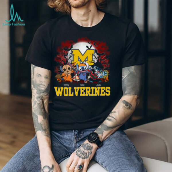 Michigan Wolverines Halloween Horror Stitch Shirt – Custom NCAA Football Tee – Personalized Scary Gift for Game Day Sports Fans