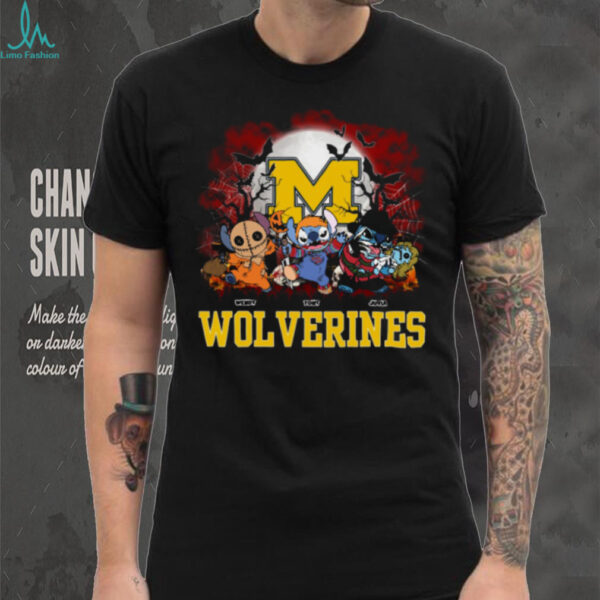 Michigan Wolverines Halloween Horror Stitch Shirt – Custom NCAA Football Tee – Personalized Scary Gift for Game Day Sports Fans