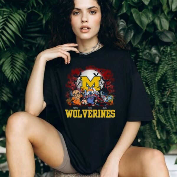 Michigan Wolverines Halloween Horror Stitch Shirt – Custom NCAA Football Tee – Personalized Scary Gift for Game Day Sports Fans