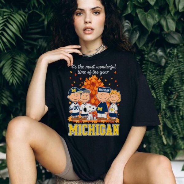 Michigan Wolverines x Peanuts Fall T Shirt It’s the Most Wonderful Time of the Year