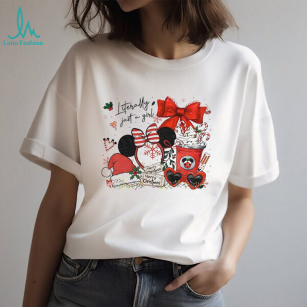 Mickey Mouse Preppy Magical Kingdom literally just a girl Merry Christmas shirt