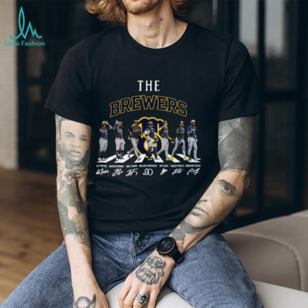 Milwaukee Brewers All Team Members Abbey Road Signatures T Shirt