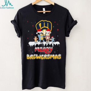 Milwaukee Brewers Bluey Family Christmas Shirt – Custom MLB Fan Tee – Personalized Holiday Baseball Gift for Kids & Adults