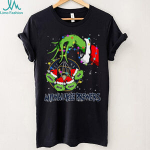 Milwaukee Brewers Grinch Christmas Lights Tee – MLB Baseball Custom Name Fan Gift Holiday Shirt