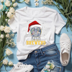 Milwaukee Brewers Santa Christmas Lights Shirt – Custom Name MLB Family Tee – Personalized Holiday Baseball Apparel Gift