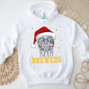 Milwaukee Brewers Santa Christmas Lights Shirt – Custom Name MLB Family Tee – Personalized Holiday Baseball Apparel Gift