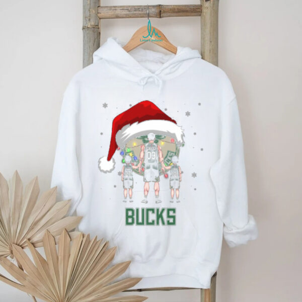 Milwaukee Bucks Christmas Family Tee – Personalized NBA Fan Shirt – Custom Name & Number Dad Gift for Holiday & Game Day Outfit