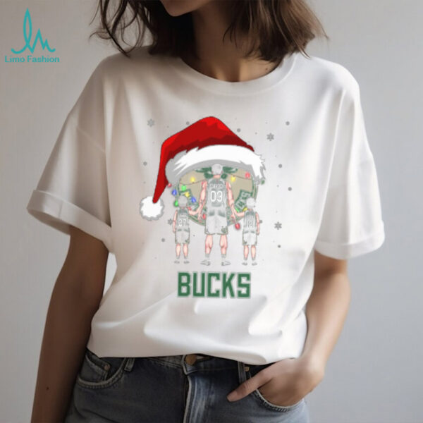 Milwaukee Bucks Christmas Family Tee – Personalized NBA Fan Shirt – Custom Name & Number Dad Gift for Holiday & Game Day Outfit