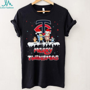 Minnesota Twins Bluey Family Christmas Shirt – Personalized MLB Fan Tee – Custom Name Holiday Baseball Gift Matching Outfit