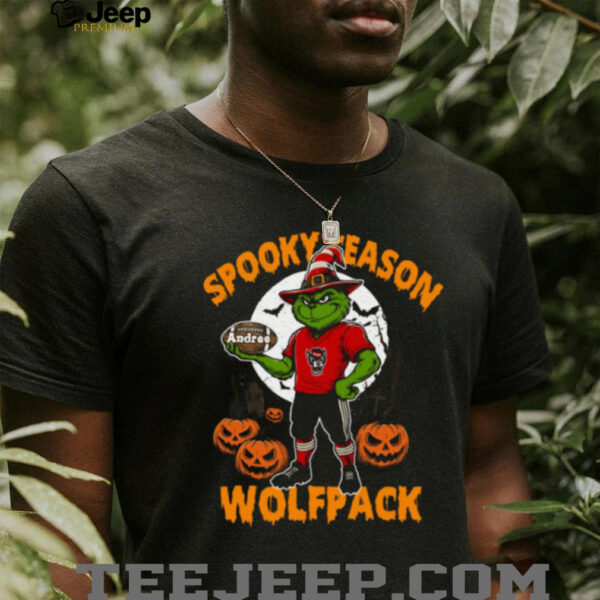 NC State Wolfpack Spooky Season Shirt – Personalized NCAA Football Tee – Grinch Halloween Custom Name Outfit