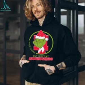 Nebraska Cornhuskers Grinch Christmas T Shirt Hates People But Loves Football