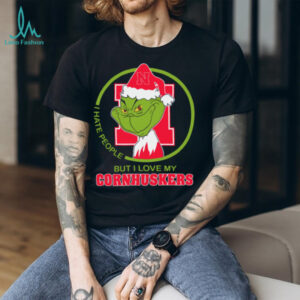 Nebraska Cornhuskers Grinch Christmas T Shirt Hates People But Loves Football