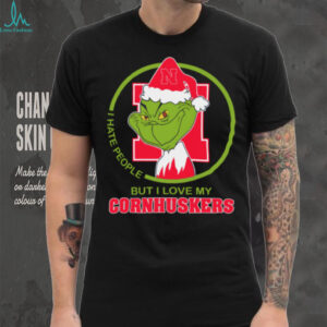 Nebraska Cornhuskers Grinch Christmas T Shirt Hates People But Loves Football