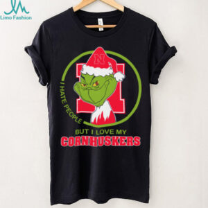 Nebraska Cornhuskers Grinch Christmas T Shirt Hates People But Loves Football