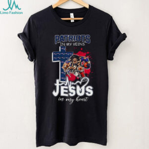 New England Patriots in my veins Jesus in my heart cross mascot shirt