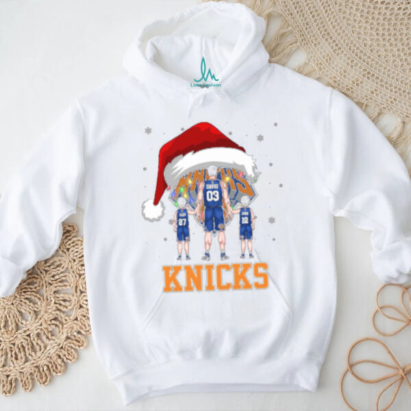 New York Knicks Family Christmas Shirt – Personalized NBA Fan Tee – Custom Name & Number Holiday Gift for Dad & Kids