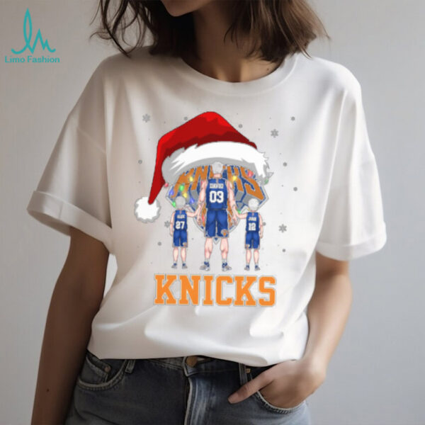 New York Knicks Family Christmas Shirt – Personalized NBA Fan Tee – Custom Name & Number Holiday Gift for Dad & Kids