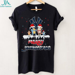 New York Yankees Holiday Bluey Family Tee – Personalized MLB Christmas Shirt – Custom Name Matching Outfit for Fans