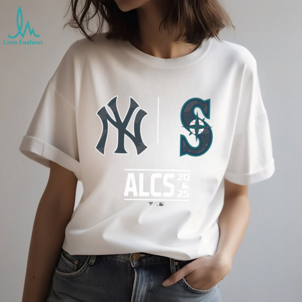 New York Yankees vs Seattle Mariners 2025 MLB ALCS Batters Box Matchup T Shirt New York Yankees vs Seattle Mariners 2025 MLB ALCS Batters Box Matchup T Shirt