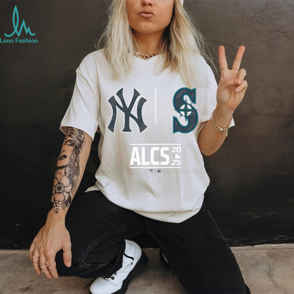 New York Yankees vs Seattle Mariners 2025 MLB ALCS Batters Box Matchup T Shirt New York Yankees vs Seattle Mariners 2025 MLB ALCS Batters Box Matchup T Shirt