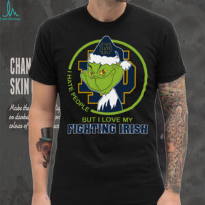 Notre Dame Fighting Irish Grinch Christmas T Shirt Hates People But Loves Football