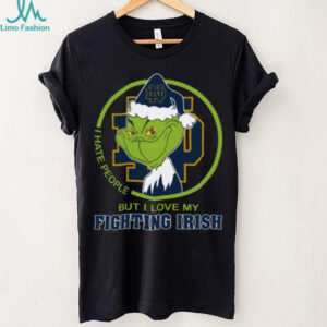 Notre Dame Fighting Irish Grinch Christmas T Shirt Hates People But Loves Football