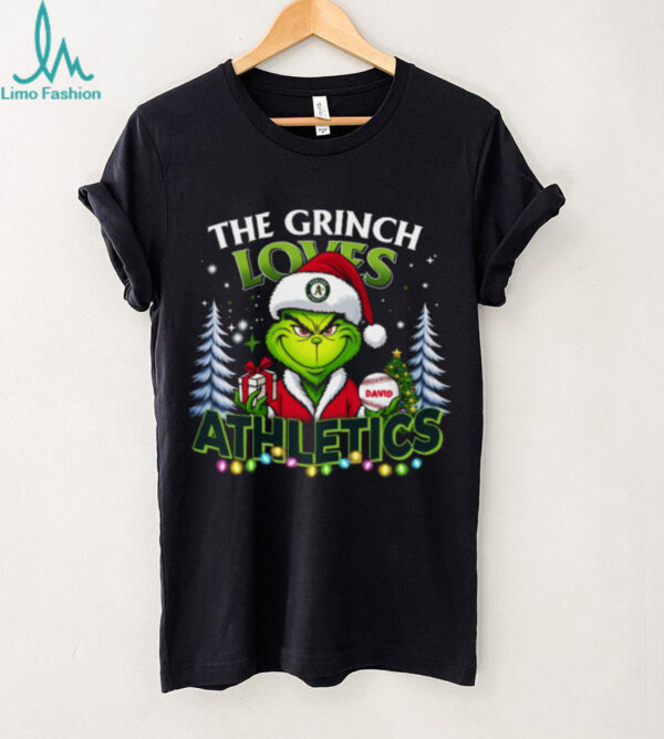 Oakland Athletics Grinch Christmas MLB Family Gift with Names  Shirt