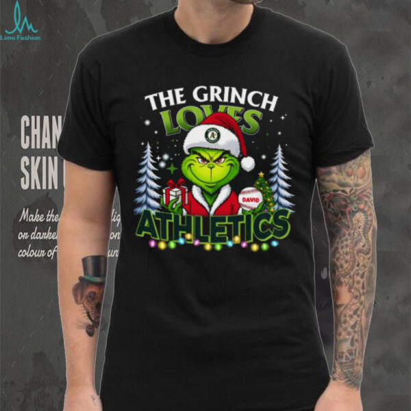 Oakland Athletics Grinch Christmas MLB Family Gift with Names  Shirt