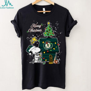 Oakland Athletics Merry Christmas With Snoopy Baby T Shirt