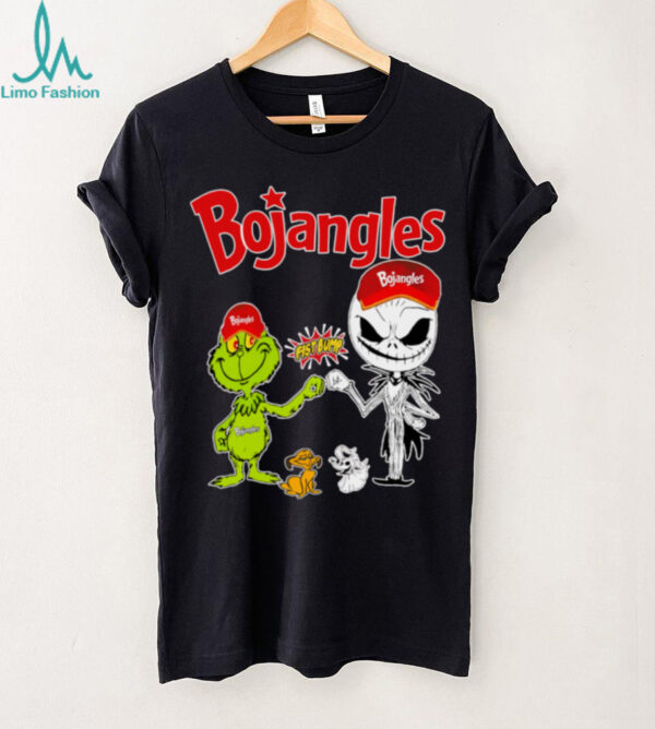 Official Bojangles Merch Grinch And Jack Skellington Fist Bump Bojangles Halloween Hoodie