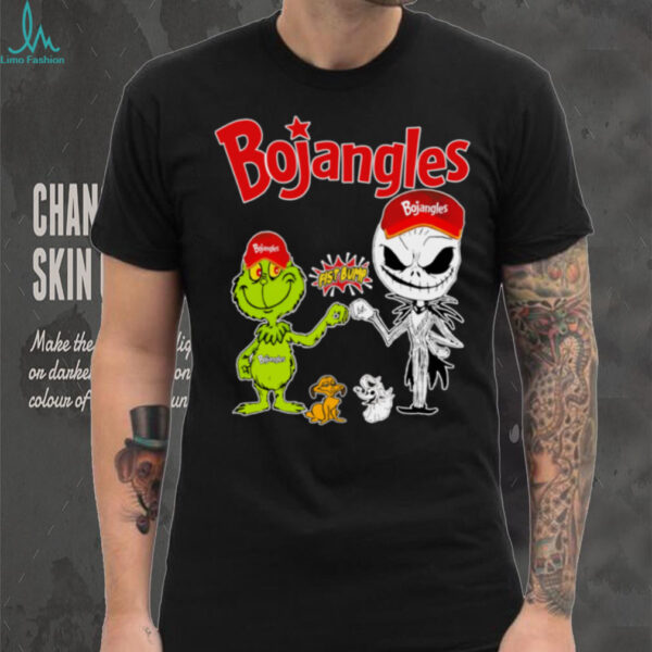 Official Bojangles Merch Grinch And Jack Skellington Fist Bump Bojangles Halloween Hoodie
