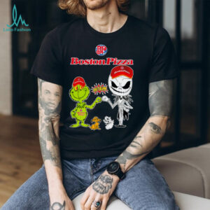 Official Boston Pizza Merch Grinch And Jack Skellington Fist Bump Boston Pizza Halloween Hoodie