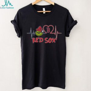Official Boston Red Sox x Grinch Santa Heartbeat Love Logo Merry Christmas Shirt