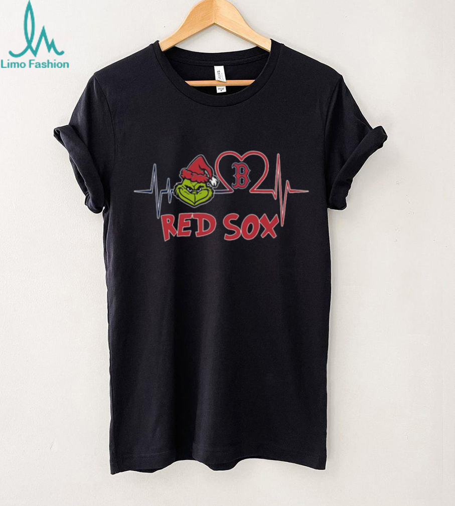 Official Boston Red Sox x Grinch Santa Heartbeat Love Logo Merry Christmas Shirt Official Boston Red Sox x Grinch Santa Heartbeat Love Logo Merry Christmas Shirt