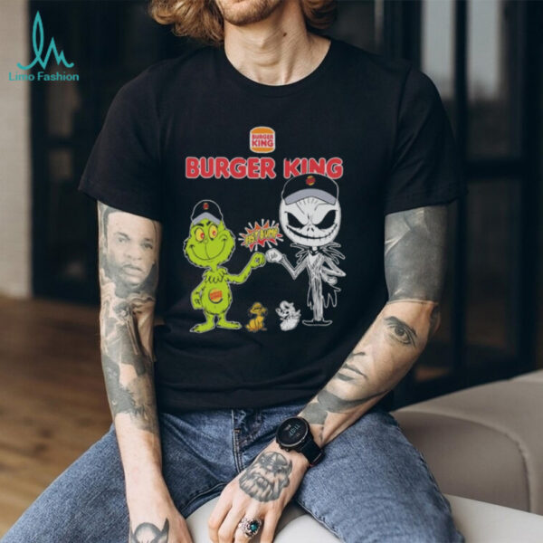 Official Burger King Merch Grinch And Jack Skellington Fist Bump Burger King Halloween Hoodie