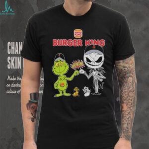 Official Burger King Merch Grinch And Jack Skellington Fist Bump Burger King Halloween Hoodie