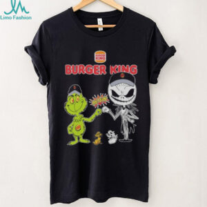 Official Burger King Merch Grinch And Jack Skellington Fist Bump Burger King Halloween Hoodie