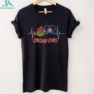 Official Chicago Cubs x Grinch Santa Heartbeat Love Logo Merry Christmas Shirt
