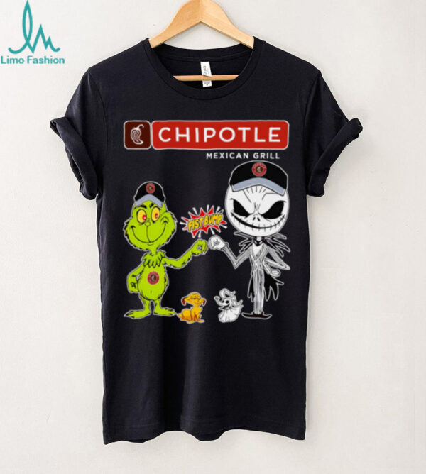 Official Chipotle Merch Grinch And Jack Skellington Fist Bump Chipotle Halloween Hoodie
