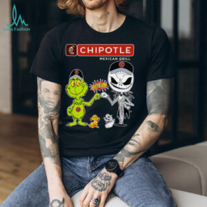 Official Chipotle Merch Grinch And Jack Skellington Fist Bump Chipotle Halloween Hoodie