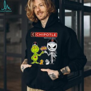 Official Chipotle Merch Grinch And Jack Skellington Fist Bump Chipotle Halloween Hoodie
