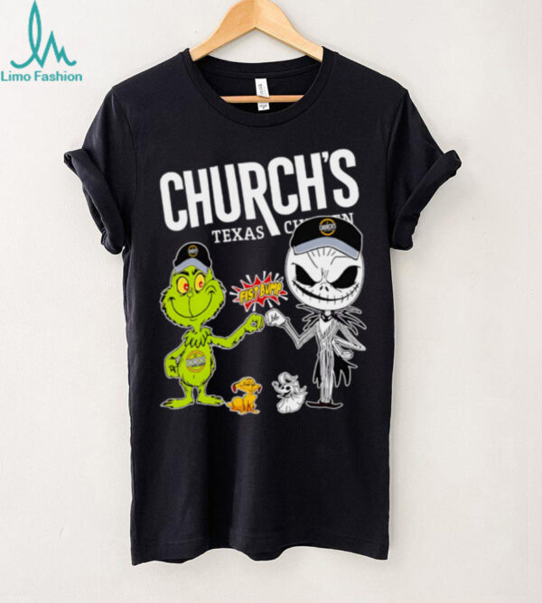 Official Church’s Merch Grinch And Jack Skellington Fist Bump Church’s Halloween Hoodie