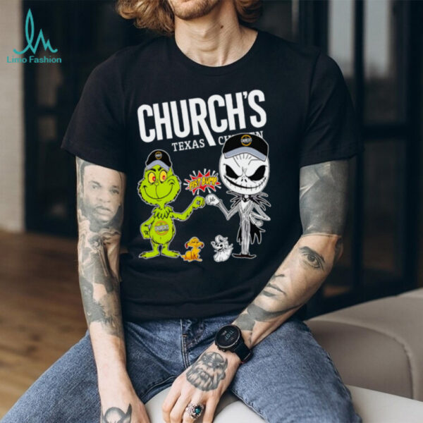 Official Church’s Merch Grinch And Jack Skellington Fist Bump Church’s Halloween Hoodie