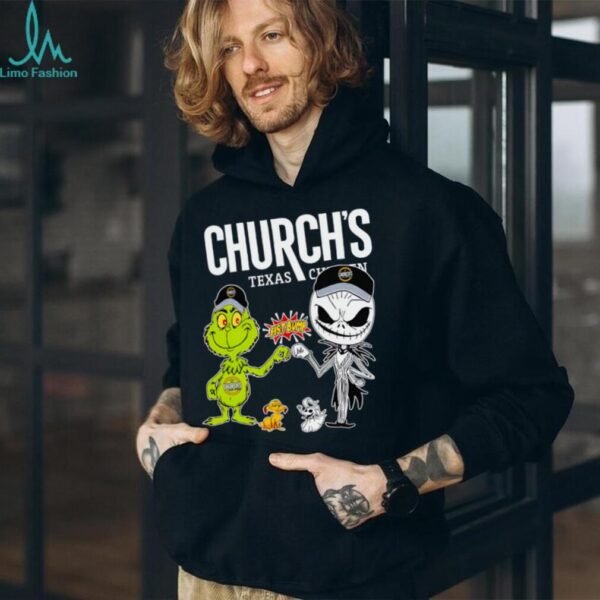 Official Church’s Merch Grinch And Jack Skellington Fist Bump Church’s Halloween Hoodie